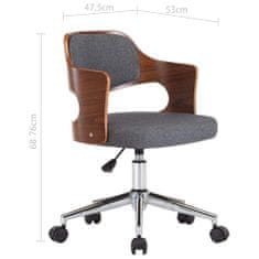 Vidaxl Otočné jedálenské stoličky 2 ks, sivé, ohýbané drevo a látka