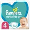 Pampers Active Baby Plenky Veľkosť 4, 132 Plienok, 9-14 kg