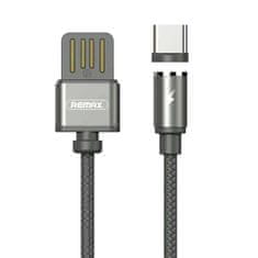 REMAX Gravity RC-095a magnetický USB / USB Type C kábel s LED svetlom 1M 2.1A čierny