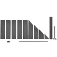 Vidaxl Záhradný plot, 1 štvorcový + 1 šikmý panel, WPC 283 cm, sivý