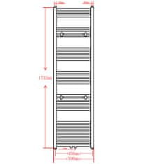 Vidaxl Sivý rebríkový radiátor na centrálne vykurovanie, zaoblený 500x1732 mm