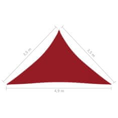 Vidaxl Tieniaca plachta oxfordská látka trojuholníková 3,5x3,5x4,9 m červená