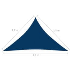 Vidaxl Tieniaca plachta oxfordská látka trojuholníková 3,5x3,5x4,9 m modrá