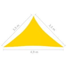 Vidaxl Tieniaca plachta oxfordská látka trojuholníková 3,5x3,5x4,9 m žltá