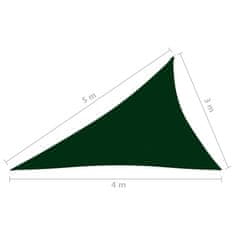 Vidaxl Tieniaca plachta, oxford, trojuholníková 3x4x5 m, tmavozelená