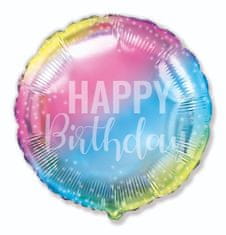 Fóliový balónik - Happy Birthday - narodeniny - dúhový - rainbow - 45 cm