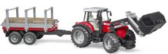 BRUDER 2046 Farmer Massey Ferguson traktor s vlekom