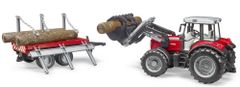 BRUDER 2046 Farmer Massey Ferguson traktor s vlekom