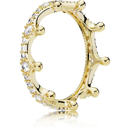 Pandora Prekrásny pozlátený prsteň Začarovaná koruna Shine 168654C01