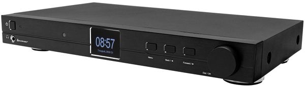 moderný sieťový audiosystém soundmaster ir45sw internetové rádio dlna upnp lan wifi pripojenie fm rds dab plus tuner rca optický audio a koaxiálny výstup výstup pre slúchadlá funkcie budíka diaľkové ovládanie v balení