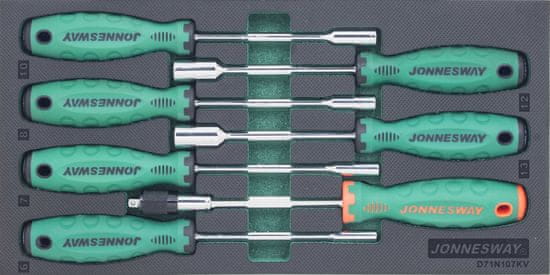 Jonnesway Modul penový - skrutkovače na matice a rukoväť s kardanom, sada 7 ks - JONNESWAY D71N107KV