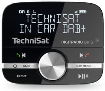 moderný BT a DAB+ prijímač do automobilu TechniSat digitradio car 2 bluetooth usb fm lcd displej prevádzka na 2 batérie handsfree