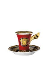 Rosenthal Versace ROSENTHAL VERSACE MEDUSA RED Espresso šálka s tanierikom