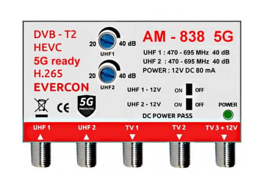 EVERCON Anténny zosilňovač AM-838 5G bez napájacieho zdroja