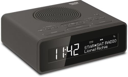 moderný rádiobudík technisat digitradio 51 dab fm tuner 2 predvoľby externé sieťové napájanie slúchadlový výstup príjemný mono zvuk lcd displej stmievateľný klasický elegantný dizajn dva časy budenia snooze sleep