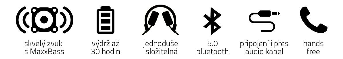 bluetooth přenosná sluchátka niceboy hive 2 joy 2021 extra zvuk maxxbass technologie výdrž 30 h baterie možnost připojení audio kabelu s 3,5mm jackem ultralehký design skládací konstrukce složitelná handsfree mikrofon ovládání na sluchátkách přes uši