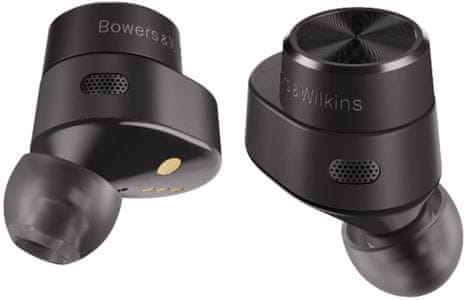 moderné štupľové slúchadlá Bowers & Wilkins PI5 bluetooth aptX usb-c bezdrôtové nabíjanie výdrž 4,5 h celkom 24,5 h vodeodolná potuodolná anc technológia potlačenie šumu príjemná v ušiach rýchlonabíjanie