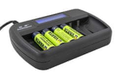 Oxe  Nabíjačka batérií AA na 6 ks, s displejom a 6 ks nabíjacích batérií Varta 56706 R6 2100mAh NIMH basic