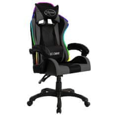 Vidaxl Herná stolička s RGB LED svetlami sivo-čierna umelá koža