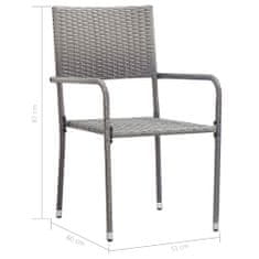Petromila vidaXL Záhradné jedálenské stoličky 2ks, stohovateľné, sivé, polyratan