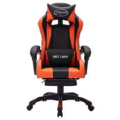 Vidaxl Herná stolička s RGB LED svetlami oranžovo-čierna umelá koža