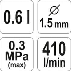 YATO Pištoľ na lakovanie s nádržou 0,6l 1.5mm