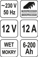 YATO Nabíjačka 12A 12V procesor