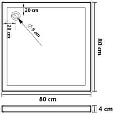 Vidaxl Štvorcová sprchová vanička z ABS čierna 80x80 cm