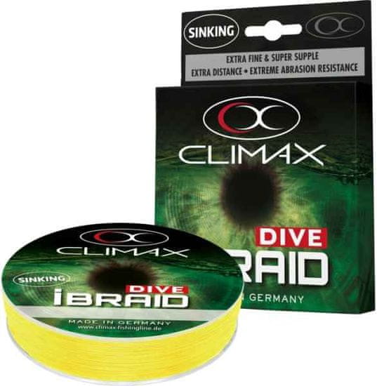 Climax Splietané potápavé šnúry iBraid Dive - 0,22mm/11,8kg/135m - fluo žltá