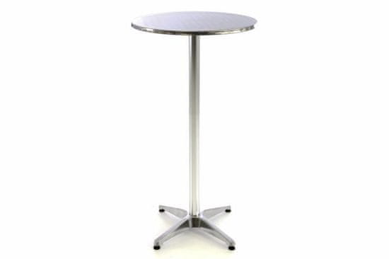 Greatstore Barový stôl 115 cm okrúhly - strieborný