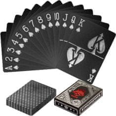 Greatstore Poker karty plastové - čierne/strieborné