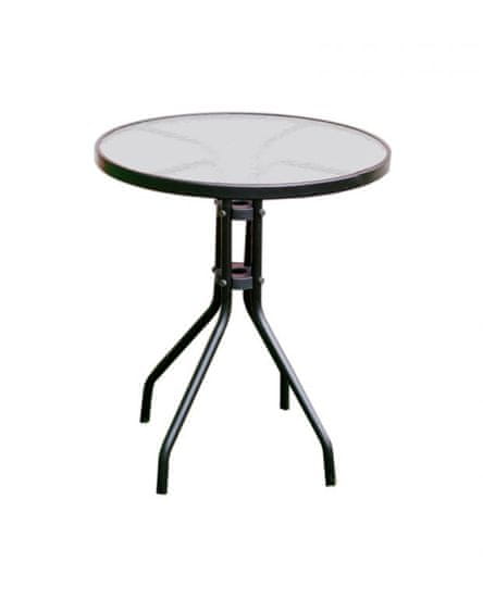 Greatstore Záhradný stôl so sklenenou doskou ZWT-03 ø 60 cm