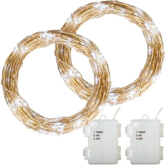 shumee Sada 2 kusov svetelných drôtov - 100 LED, studená biela