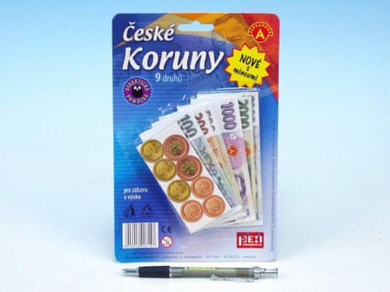 Greatstore České koruny peníze do hry na kartě 15x16cm