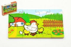 Greatstore Puzzle dřevěné Moje první zvířátka 4x12 dílků 20x14x3,5cm v dřevěné krabičce 24m+ MPZ