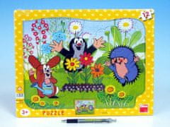 Greatstore Puzzle deskové tvary Krtek zahradník 36x28cm 12 dílků