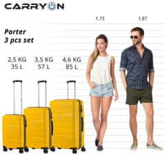 CARRY ON Sada kufrov Porter Yellow 3-set