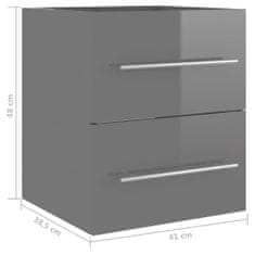 Vidaxl Skrinka pod umývadlo lesklá sivá 41x38,5x48 cm drevotrieska
