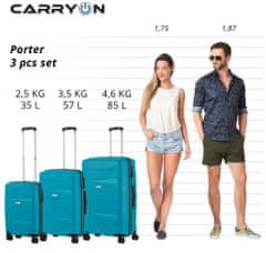 CARRY ON Sada kufrov Porter Jade Green 3-set