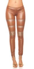 Amiatex Dámske legíny 74546 + Nadkolienky Gatta Calzino Strech, cappucino, S/M