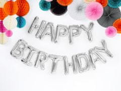 Fóliový nápis balóniky narodeniny - HAPPY BIRTHDAY - strieborný - silver - 340 cm
