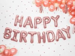 Fóliový nápis balóniky narodeniny - HAPPY BIRTHDAY - ružovo zlatý - rose gold - 340 cm