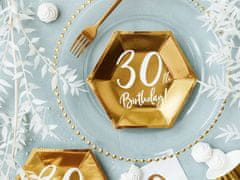 Párty papierové taniere 30 ROKOV - narodeniny - zlaté - 20 cm - 6 ks