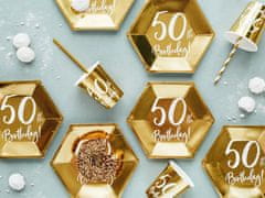 Párty papierové taniere 50 ROKOV - narodeniny - zlaté - 20 cm - 6 ks