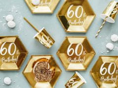 Párty papierové taniere 60 ROKOV - narodeniny - zlaté - 20 cm - 6 ks