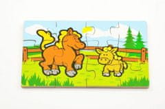 Greatstore Puzzle dřevěné Moje první zvířátka 4x12 dílků 20x14x3,5cm v dřevěné krabičce 24m+ MPZ