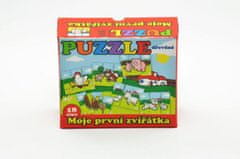 Greatstore Puzzle Moje první zvířátka dřevěné 18 dílků pro nejmenší v krabičce 13x11,5x4,5cm 12m+ MPZ