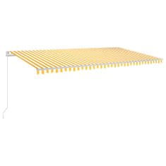 Vidaxl Automatická markíza, LED a senzor vetra 600x350 cm, žltá/biela