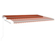 Petromila vidaXL Automatická markíza,LED a senzor vetra 500x300cm,oranžová/hnedá