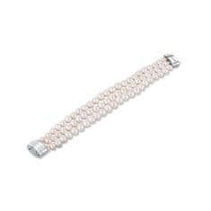 JwL Luxury Pearls Trojradový náramok z pravých bielych perál JL0668